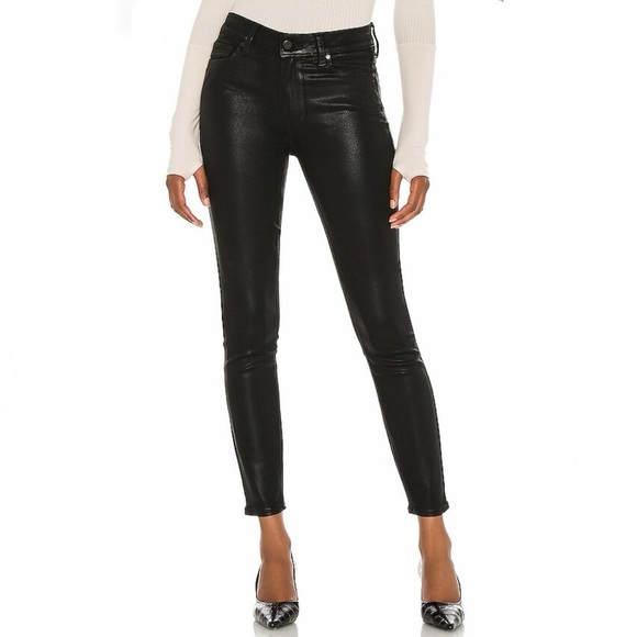 PAIGE Pants - Paige Hoxton Skinny in Black Fog Luxe Coating